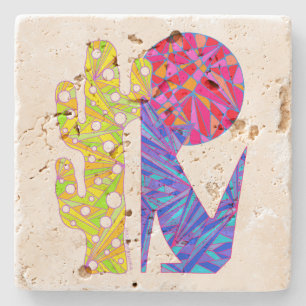 Z Coyote Wolf Colorful Southwestern Art Design Stenen Onderzetter