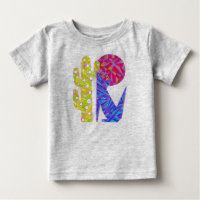 Z Cute Blue Coyote Cactus and Moon Art T-Shirt