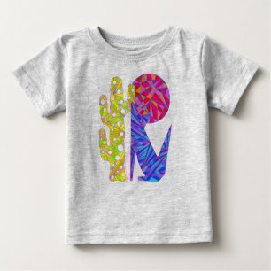 Z Cute Blue Coyote Cactus and Moon Art T-Shirt