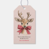 Z cute hert met rode strik | Roze Kerstmis Cadeaulabel (Voorkant)
