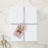 Z cute hert met rode strik | Roze Kerstmis Cadeaulabel (Met Touw)
