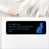 Z Fun Bleu Abstrait assis Cat Art Étiquettes de ad (En situation)