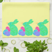 Z Green Easter Bunny Holiday Party Keukenhanddoek (Gevouwen)