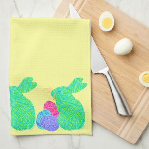 Z Green Easter Bunny Holiday Party Keukenhanddoek