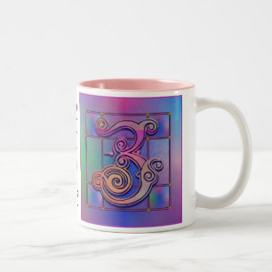 Z Initiaal "Blue Rain Glass"-Mokken Cups Steins Tweekleurige Koffiemok