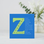Z Initiaal Collectie Bar Bat Mitswa Uitnodiging (Staand voorkant)