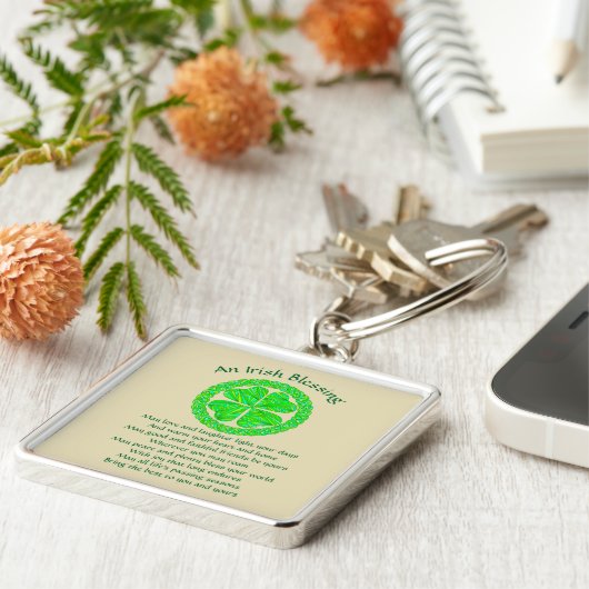 Z Irish Blessing Celtic Shamrock Sleutelhanger (Zijkant)