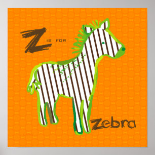 'Z is voor zebra' digitaal poster voor schilderen