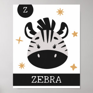 Z is voor Zebra, zuster, slaapkamer, Kinderen Muur Poster