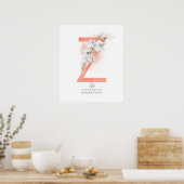 Z Letter Monogram White Orchids and Pampas Grass Poster (Keuken)