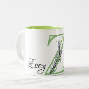 Z letter romantische waterverf Lavendel Eucalyptus Tweekleurige Koffiemok