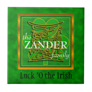 Z "Luck of the Irish" Family Custom Monogram Tegel Tegeltje
