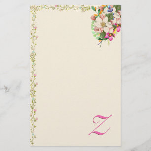 Z Monogram Bloemenboeket Briefpapier