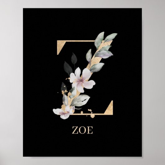 Z Monogram Floral Aangepast Poster (Voorkant)