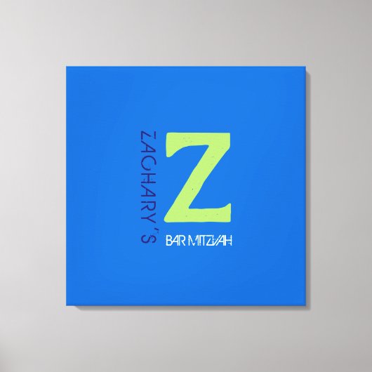 Z Monogram Initiaal Bar Bat Mitzvah Inlogbord Canvas Afdruk (Voorkant)