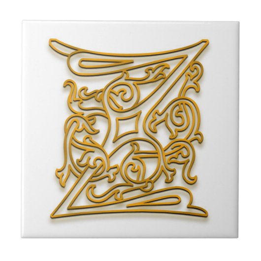 Z Monogram "Irish Gold" Keramische Tegel Tegeltje (Voorkant)