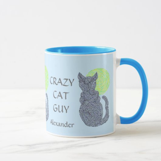 Z Personaliseer deze vun Crazy Cat Guy Coffee Cup Mok (Rechts)