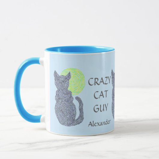 Z Personaliseer deze vun Crazy Cat Guy Coffee Cup Mok (Links)