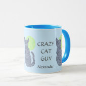 Z Personaliseer deze vun Crazy Cat Guy Coffee Cup Mok (Voorkant rechts)