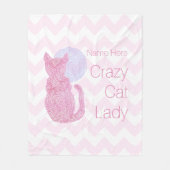 Z Red Cat en de moon Crazy Cat Lady Fleece Deken (Voorkant)