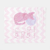 Z Red Cat en de moon Crazy Cat Lady Fleece Deken (Voorkant (Horizontaal))