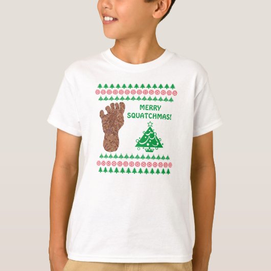 Z Sasquatch Track Merry Squatchmas Bigfoot Kinder T-shirt (Voorkant)