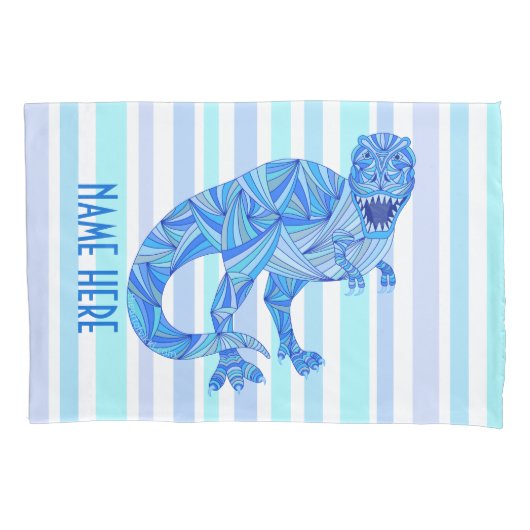 Z T-Rex Dinosaurus Kleurrijke Prehistorische Strep Kussensloop (Voorkant)