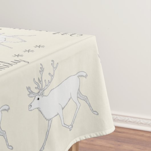 Z White Cariou Reindeer Kerstfeestdag Tafelkleed (Voorbeeld)