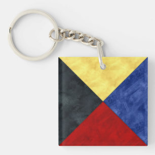 Z Zulu Waterverf Nautical Signal Maritime Vlag Sleutelhanger