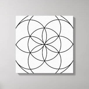 Zaad des Levens Heilige Geometrie zwart & wit Canvas Afdruk