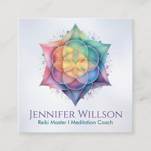 Zaad van het leven in Lotus Vierkante Visitekaartje (Voorkant)