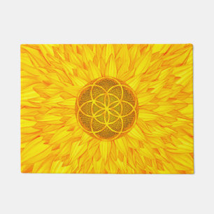 Zaad van het leven in zonnebloemen - Geometrie met Deurmat