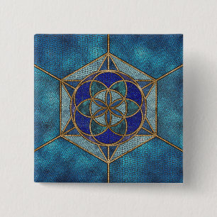 Zaad van het leven Mosaic Ornament Vierkante Button 5,1 Cm