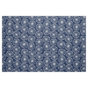 Zaadkoppen - Wit op donkerblauw indigote 001744 Stof