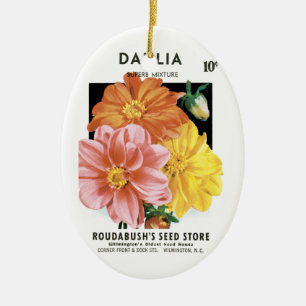  zaadpakketkunst, Dahlia Garden Flowers Keramisch Ornament