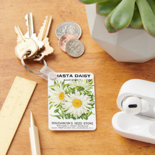  zaadpakketkunst, Shasta Daisy Flowers Sleutelhanger