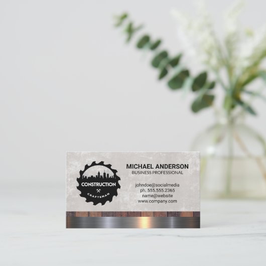 Zaag Hamer Logo | Bouwer Visitekaartje (Staand voorkant)