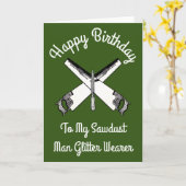 Zaagsel Man Glitter Carpentry Kaart (Gele Bloem)