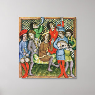 Zaaide menigte omringd door muzikanten canvas afdruk
