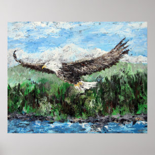 Zaaien op Eagles Wings - Bald Eagle Painting Poster