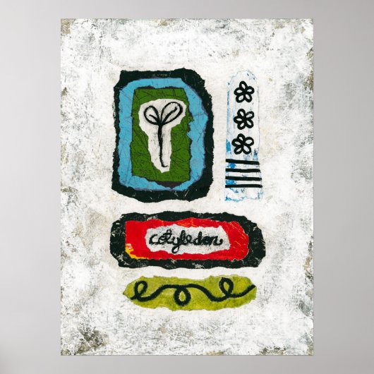 Zaailende Cotyledon Poster Wall Art - Abstracte ku (Voorkant)