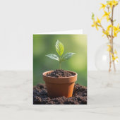 Zaailing in terracotta pot briefkaart (Gele Bloem)