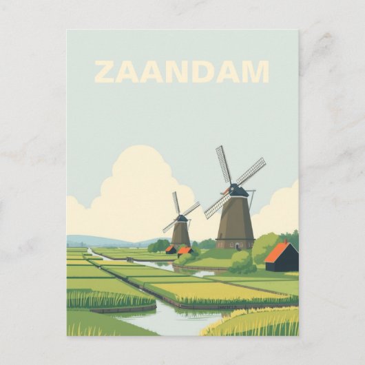 Zaandam, Nederland Windmolens Travel Briefkaart (Voorkant)