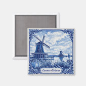 Zaanse Schans Delft Blue style magnet (Recto/Verso)