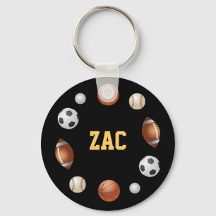 Zac World of Sports Sleutelhanger - zwart