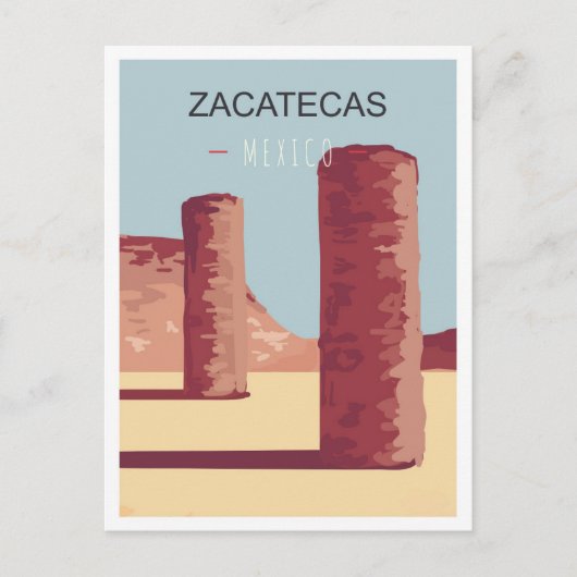 Zacatecas Mexico Art Vintage Travel Illustratie Briefkaart (Voorkant)