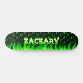 Zachary skateboard feu vert et flammes design. (Horz)