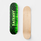 Zachary skateboard feu vert et flammes design. (Recto)