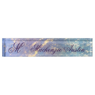 Zacht Abstract Monogram pasta en goudplatter Naambordje
