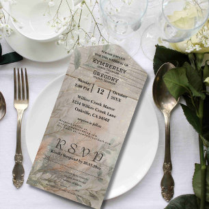 Zacht Abstract neutraal botanisch minimalistisch All In One Uitnodiging